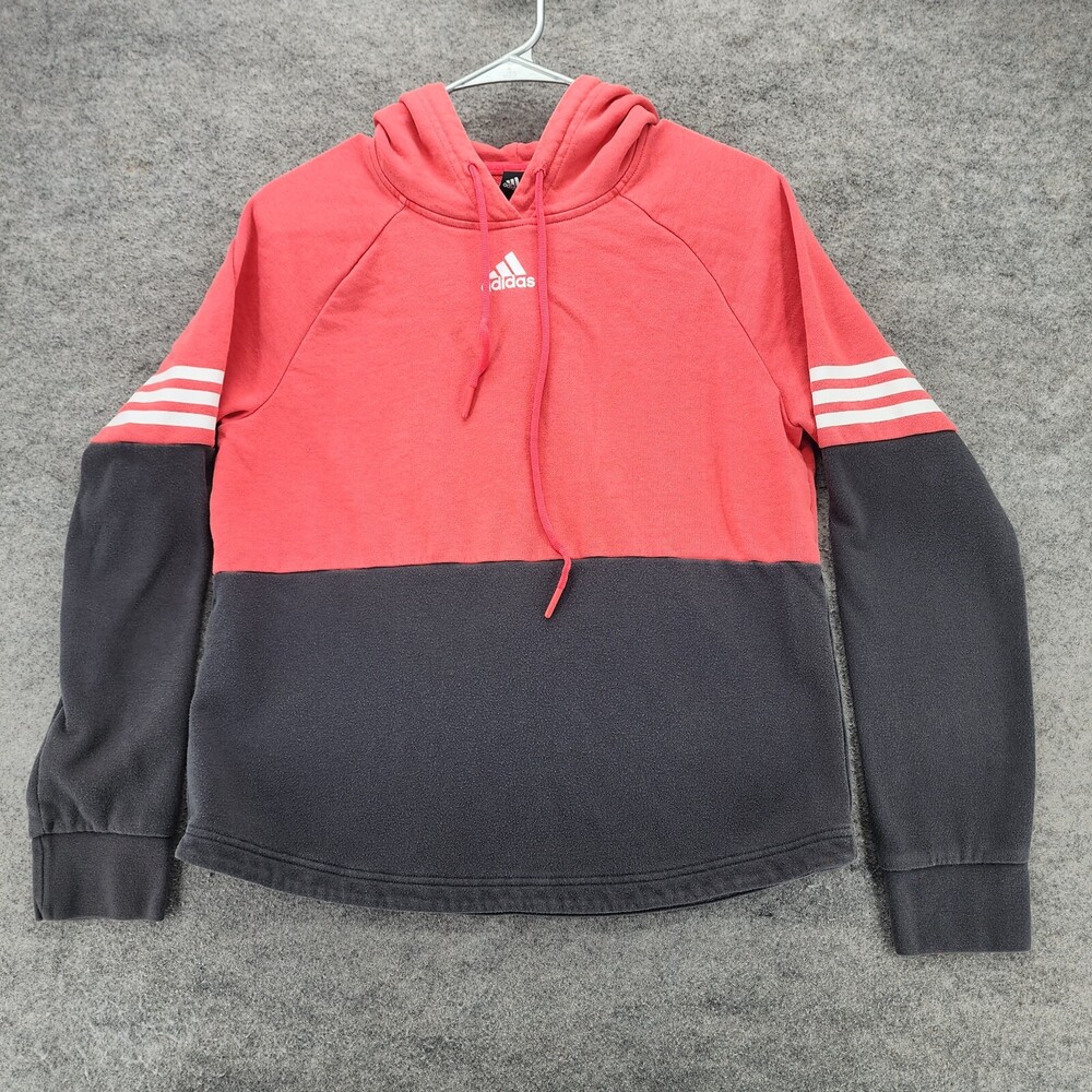 Adidas Hoodie Womens Small 8-10 Coral Gray Hooded Sweatshirt